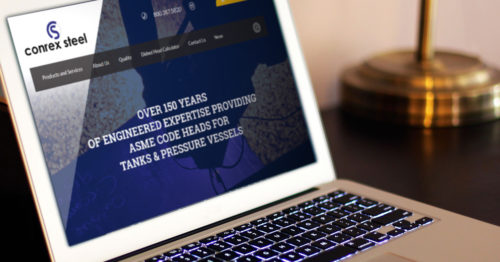 New Conrex Steel Ltd website on laptop