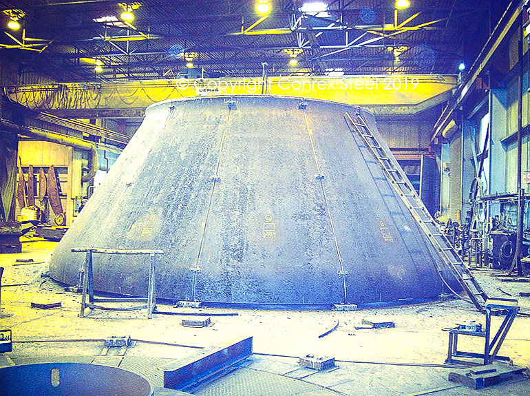 Conical segmental head trial fitting being carried out at Conrex Steel facility
