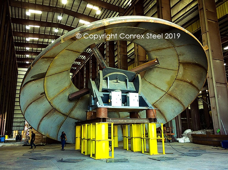 Fully assembled Segmental head being welded on site