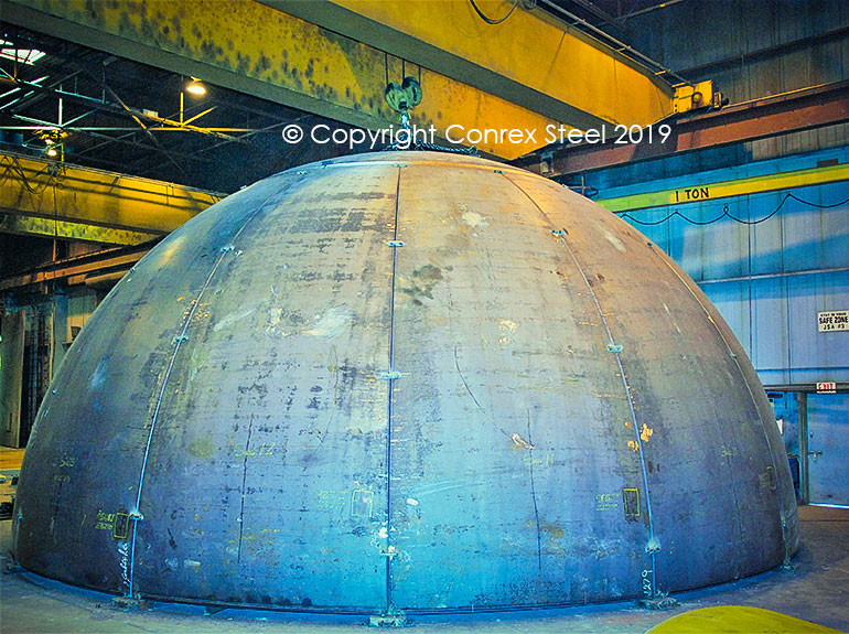 Hemispherical segmental head trial fitting being carried out at Conrex Steel facility